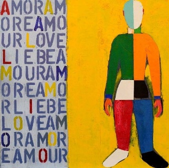 &quot;Acicalando al amor&quot;, acrílico s / t, 80 x 80 cm.